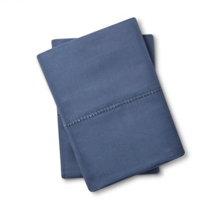 Standard 700 Thread Count Supima Classic Hemstitch Pillowcase Set Muted Blue - Fieldcrest