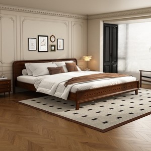 Queen Size Pine Wood Platform Bed Frame  Streamlined Design, Sturdy Frame, Easy Assembly-- Frevyn - 1 of 4