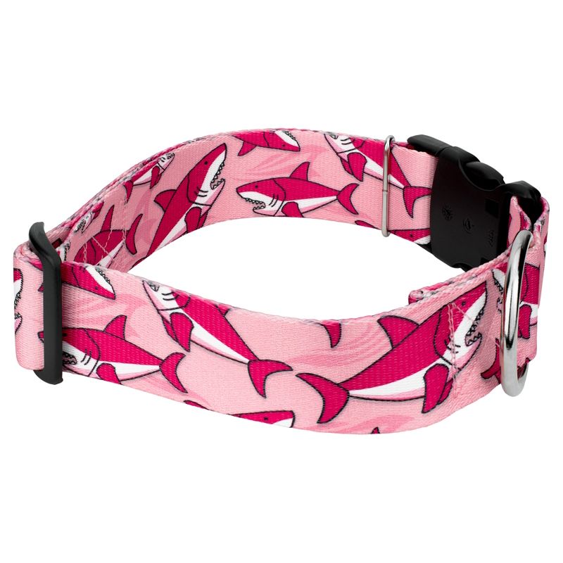Country Brook Petz 1 1/2 Inch Deluxe Pink Sharks Dog Collar, 3 of 5