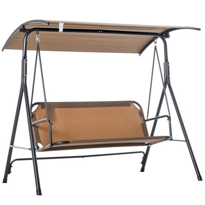 NicBex 3-Seat Outdoor Porch Swing with Adjustable Tilt Canopy and Stand for Patio Bedroom Porch Garden