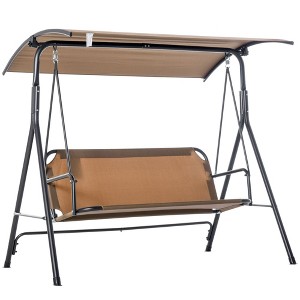 NicBex 3-Seat Outdoor Porch Swing with Adjustable Tilt Canopy and Stand for Patio Bedroom Porch Garden - 1 of 4