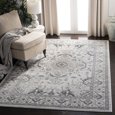 Isabella 36" Light Grey & Cream Oriental Synthetic Rug