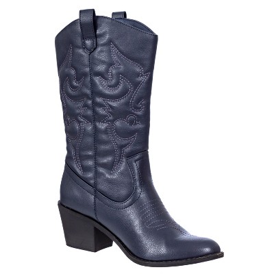 Charles Albert Women's Embroidered Modern Western Cowboy Boot In Navy ...