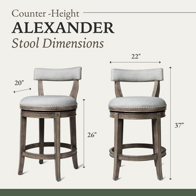 Reclaimed Oak Swivel Counter Stool with Ash Grey Upholstery