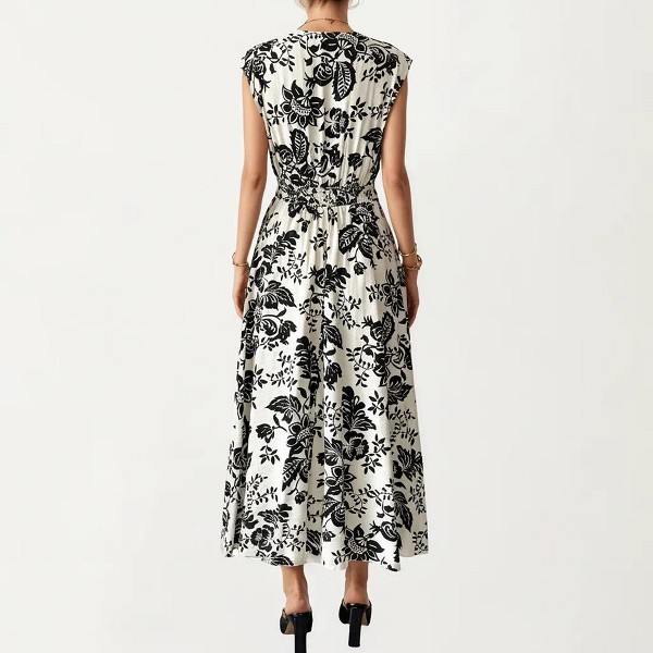 Vestido Largo con Escote en V, Estampado Floral y Mangas Mariposa para Mujer 3