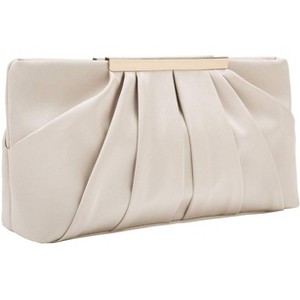 Clutch Evening Bag Elegant Pleated Satin Formal Handbag Simple Classy Purse for Women - 1 of 4