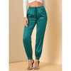 INSPIRE CHIC Women's Drawstring Elastic Waist Ankle Length Satin Joggers Pants with Pocket - 2 of 4