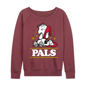 Women's - Peanuts - Pals Lightweight French Terry Wide Neck Long Sleeve Shirt - 1 of 4