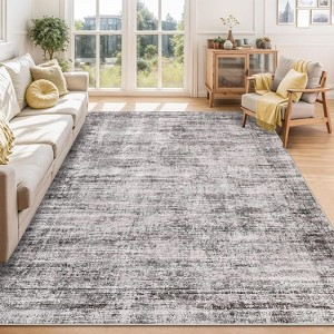 Runner Rug, Soft Vintage Distressed Washable Rug Runners for Hallways Non-Slip Kitchen Runner, Low Pile Neutral Carpet Runners - 1 of 4