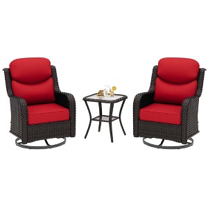 UPTION  2-person Outdoor Rattan Seating Group With Cushions - 1 of 4