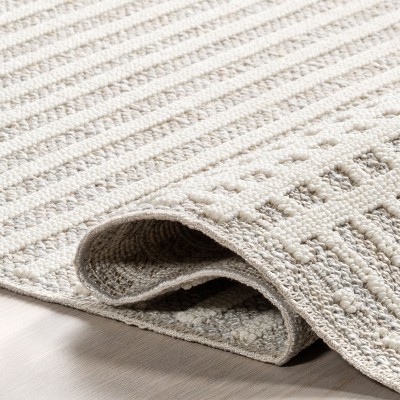 Yulia Light Grey Geometric Washable Synthetic 4' x 6' Rug