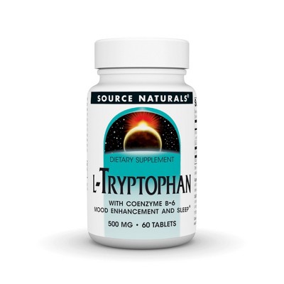 L-Tryptophan 500mg with Coenzyme B6 by Source Naturals, Inc.  -  60 Tablet