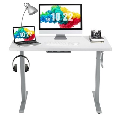Costway 48'' Sit to Stand Desk Adjustable Standing Workstation w/ Crank