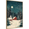 Amanti Art 28"x41" Red Houses and Snowy Night Sky by Pictufy Studio Framed Canvas Wall Art - 2 of 4