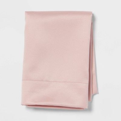 Standard Satin Solid Pillowcase Pink Metal - Room Essentials™
