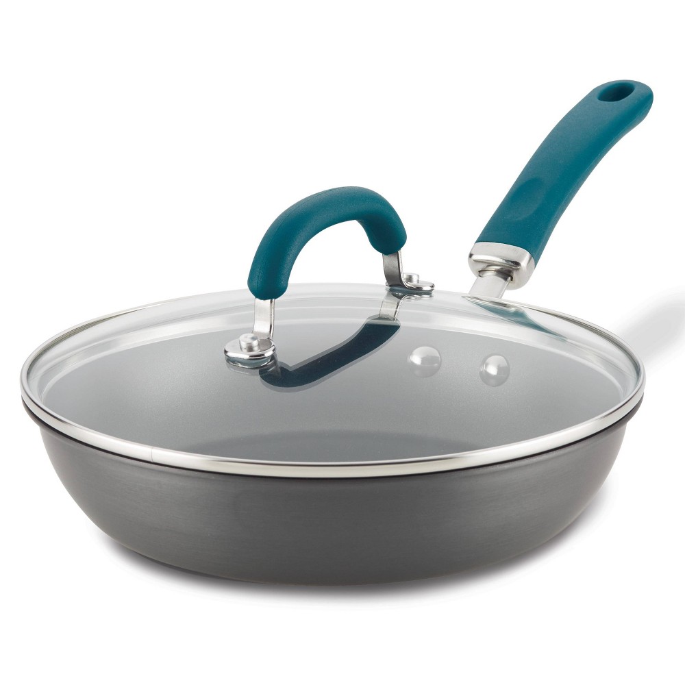 Rachael Ray Create Delicious 10.25 Hard Anodized Aluminum Nonstick Deep Fry Pan w/ Lid Teal Handles