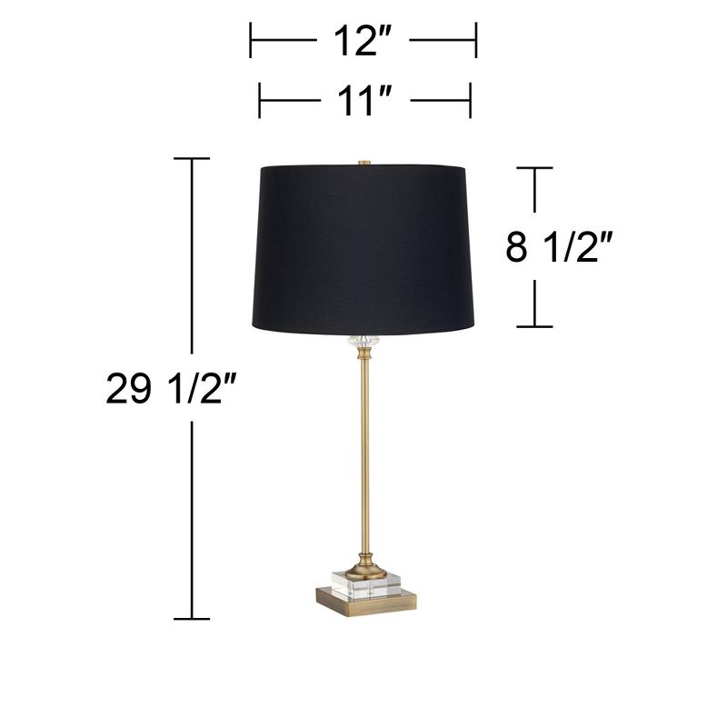 Regency Hill Julia 29 1/2" Tall Skinny Buffet Glam Luxe End Table Lamp Gold Finish Metal Crystal Single Black Shade Living Room Bedroom Bedside, 4 of 7
