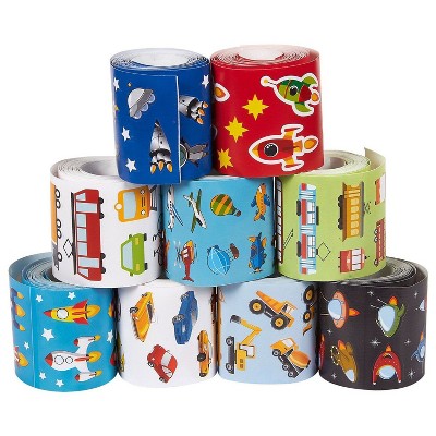 9 Rolls 3000+ Stickers Transportation Stickers Pack For Kids Spaceships Rockets