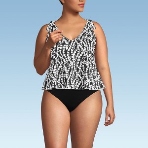 Lands' End Women's Plus Size DD-Cup Tie Shoulder Flutter Tankini Top - 1 of 4