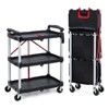 Portable Collapsible Service Cart,3 Tier Folding Rolling Utility Cart - 3 of 4