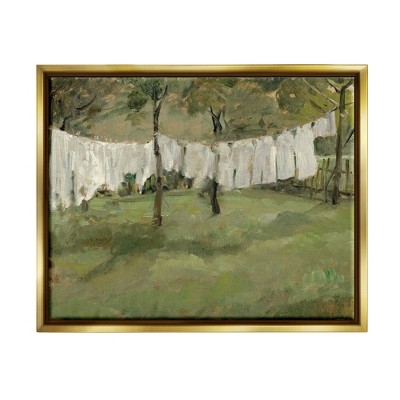 Stupell Industries Soothing Yard Clothesline Scene Framed Canvas