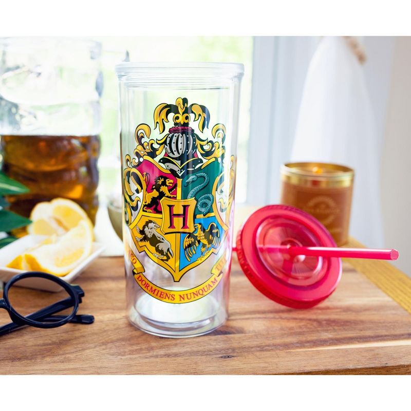 Silver Buffalo Harry Potter Hogwarts Crest Plastic Carnival Cup With Lid and Straw | 20 Ounces, 4 of 7