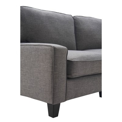 Gray Linen Reclining Sofa with Removable Cushions and Wood Frame