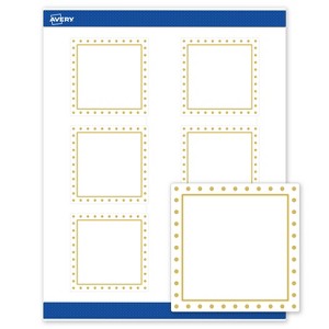 Avery 3" x 3" Labels, Gold Border with Gold Dots, 60 ct - 1 of 4