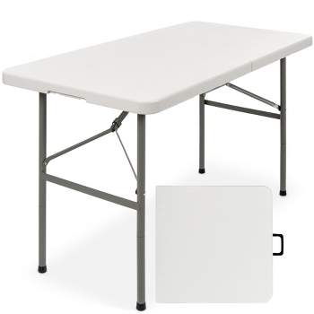 Best Choice Products 4ft Plastic Folding Table, Indoor Outdoor Heavy Duty Portable w/ Handle, Lock for Picnic