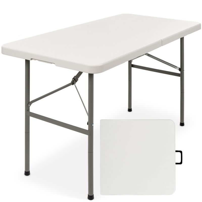 Best Choice Products 4ft Plastic Folding Table, Indoor Outdoor Heavy Duty Portable w/ Handle, Lock for Picnic, 1 of 8