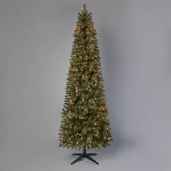 9' Pre-Lit Slim Virginia Pine Artificial Christmas Tree Clear Lights - Wondershop™