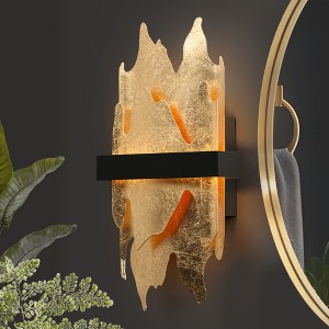 LNC Synthienniser 1-Lights 6.7" Luxury and Glam Integrated LED Wall  Lights, Goldleaf and Black - 1 of 4