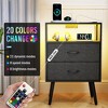 QingMoon Modern Nightstands Set of 2, Bedside Tables with Fabric Drawers and Charging Station, Wooden End Tables for Bedroom and Living Room - 3 of 4