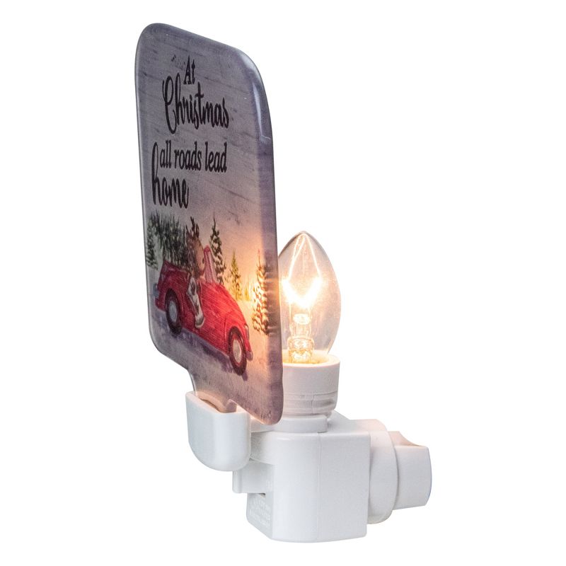 Northlight 4" Red and Green Christmas Night Light with a Reindeer and Car, 2 of 5