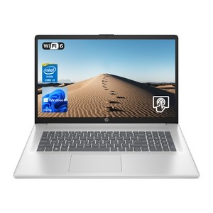 HP Essential 17.3" Touch Laptop, i3-N305, UHD Graphics, 16GB RAM, 128GB eMMC + 512GB SSD, Wi-Fi 6, Windows 11 Pro, Silver - 1 of 4