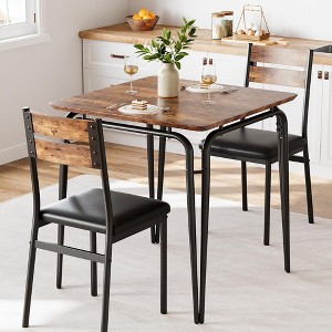 Dining Table for 2, Small Table and Chairs Set of 2, Square Dinette Set for 2, Dinner Table Set, 3 Piece Kitchen & Dining Room Sets - 1 of 4