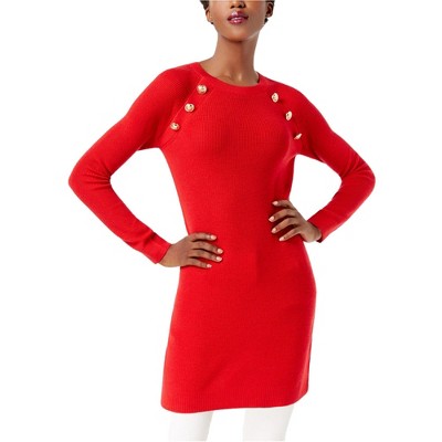 I.N.C International Concepts Womens Embellished Tunic Sweater, Red, Medium