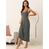cheibear Women's Sleeveless Racer Back Full Slip Camisole Midi Nightgowns - 2 of 4