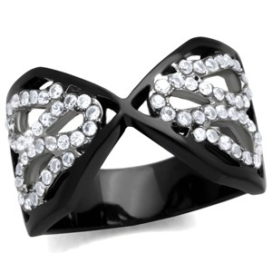 Slickblue Women’s Bow-Shaped Ring, Stainless Steel, Two-Tone IP Black Finish, Clear Cubic Zirconia, size 5–10 - 1 of 4