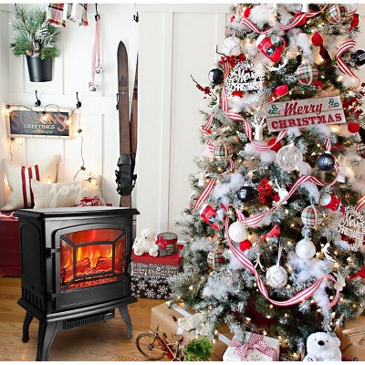 Electric Fireplace, 20” Stove Heater with Realistic Flame, Overheating Safety Protection for Living Room, Bedroom, Office, Black