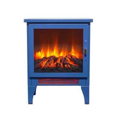 Syemin Indoor Fireplaces Electric Fireplace Heater 17" Freestanding Fireplace Stove Infrared Fireplace with 3D Flame, Blue, 14.2"*8"*18"