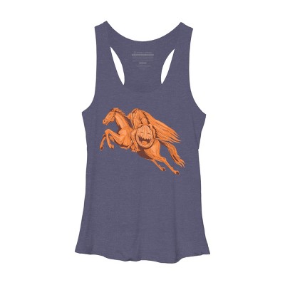 Women's Design By Humans Headless Horseman Pumpkin Head Drawing By patrimonio Racerback Tank Top