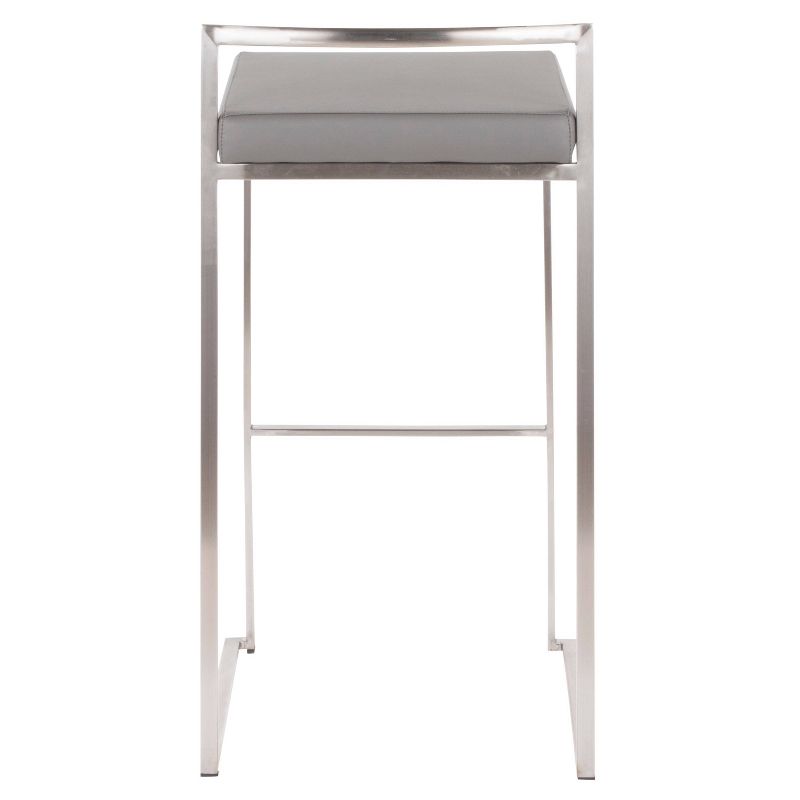 Set of 2 34&#34; Fuji Contemporary Stackable Barstools Gray - LumiSource, 6 of 13