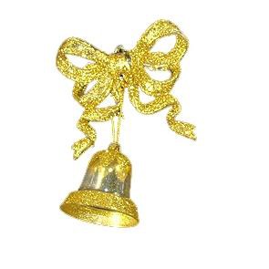 Northlight 2ct Glitter Bow with Bell Christmas Ornament Set 5" - Gold/Clear