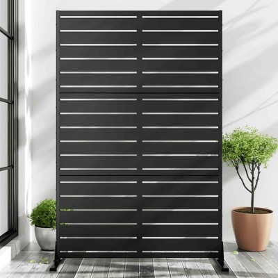 Lirago Metal Outdoor Privacy Screen Freestanding Patio Decorative Screens - 72"x47",Black