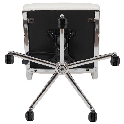 Executive High-Back Armless White Leather & Chrome Swivel Office Chair