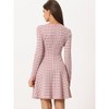 INSPIRE CHIC Women's Houndstooth Plaid Contrast Color Crew Neck Button Front Elegant A-Line Dress - 4 of 4