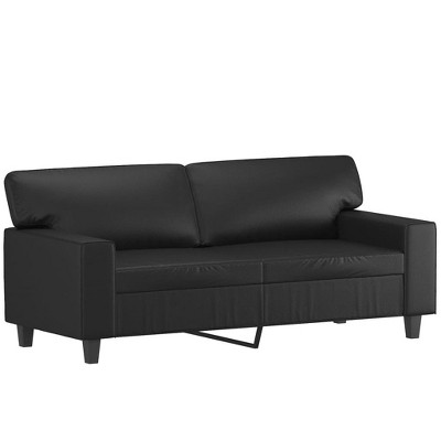 vidaXL Luxurious Modern 2-Seater Sofa in Black Faux Leather – Comfortable Padding, Stain-Resistant Upholstery, Sturdy Metal Frame, and Sleek Design