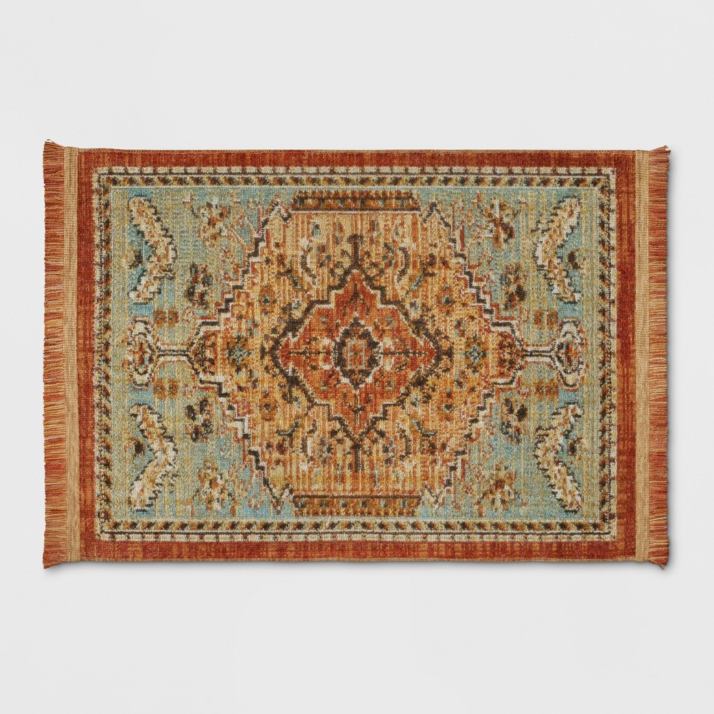 2'X3' Woven Accent Rug Floral Spiced Green - Threshold