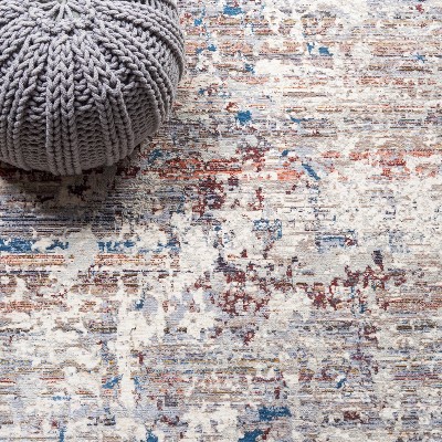 Beige Hand-Knotted Abstract Viscose Rug, 5'1" x 7'6"